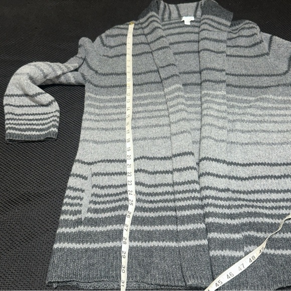 J. Jill Women’s L Wool Modal Blend Striped Gray Thick Knit Open Cardigan Classic - Picture 7 of 8